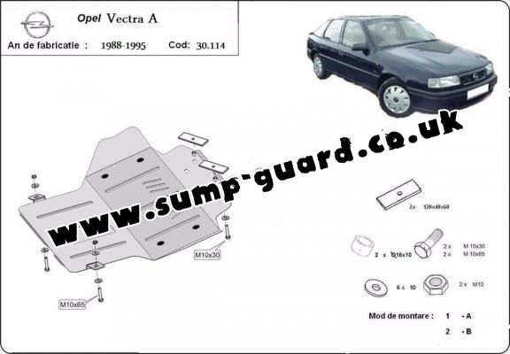 Steel sump guard for Vauxhall Vectra A