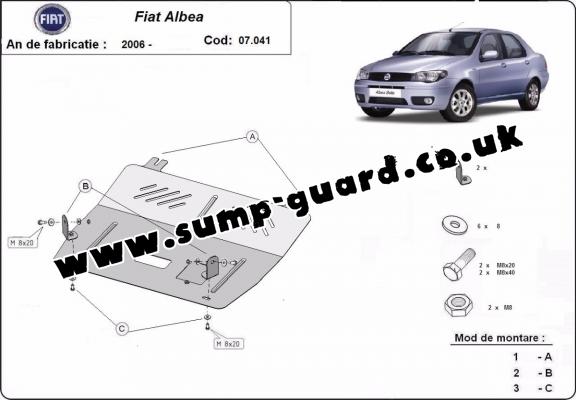 Steel sump guard for Fiat Albea