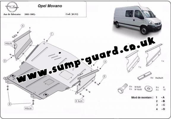 Steel sump guard for Vauxhall Movano