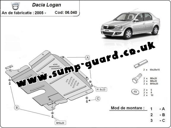 Steel sump guard for Dacia Logan 1