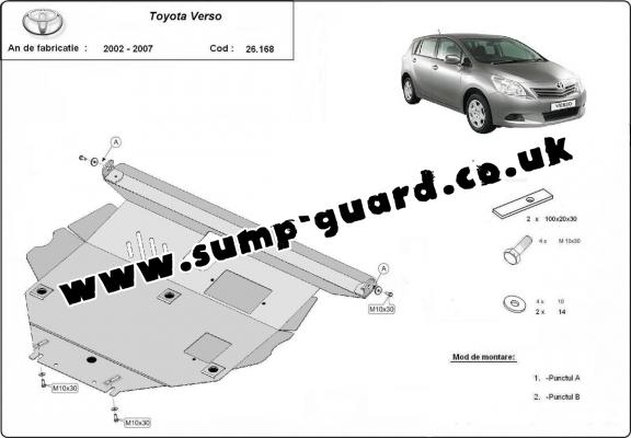 Steel sump guard for Toyota Corolla Verso