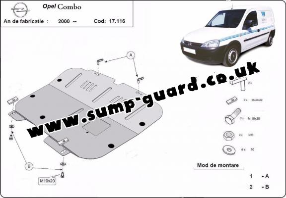 Steel sump guard for Vauxhall Combo