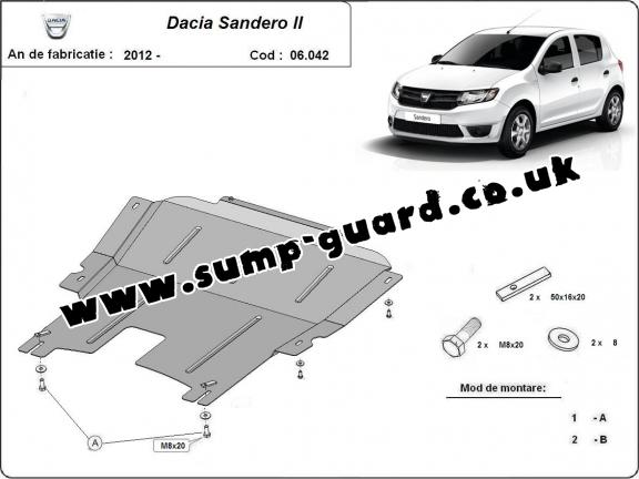 Steel sump guard for Dacia Sandero 2