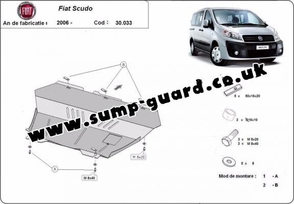 Steel sump guard for the protection of the engine and the gearbox for Fiat Scudo