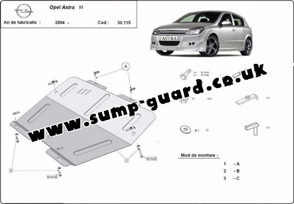 Steel sump guard for Vauxhall Astra H