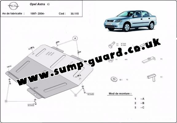 Steel sump guard for Vauxhall Astra G