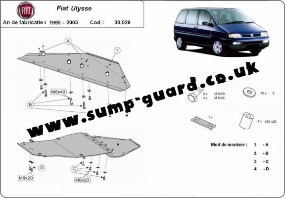 Steel sump guard for Fiat Ulysse