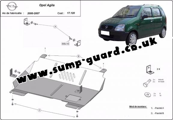 Steel sump guard for Vauxhall Agila (H00)