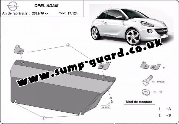 Steel sump guard for Vauxhall Adam