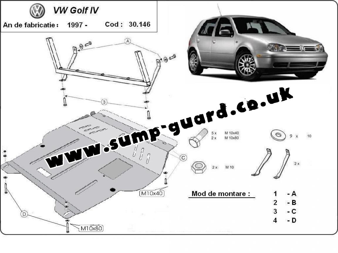 Steel sump guard for VW Golf mk4