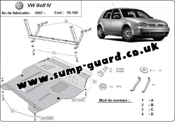 Steel sump guard for golf mk4