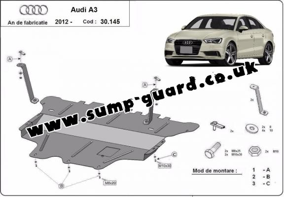 Steel sump guard for Audi A3 (8V)