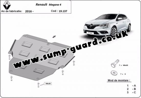 Steel sump guard for Renault Megane 4