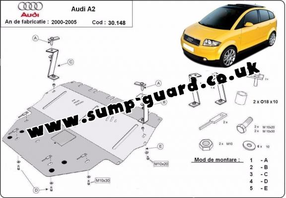 Steel sump guard for Audi A2