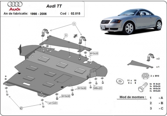 Steel sump guard for Audi TT