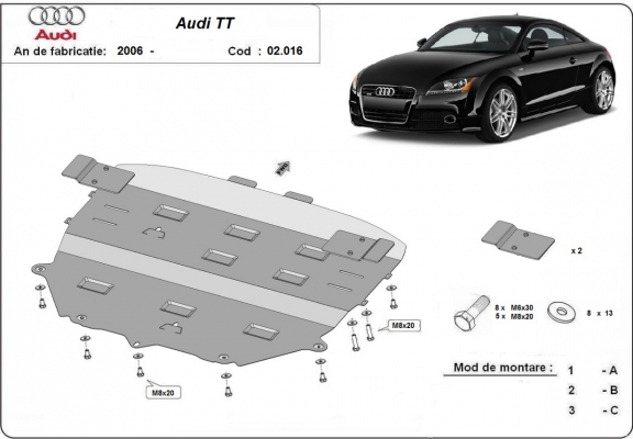 Steel sump guard for Audi TT