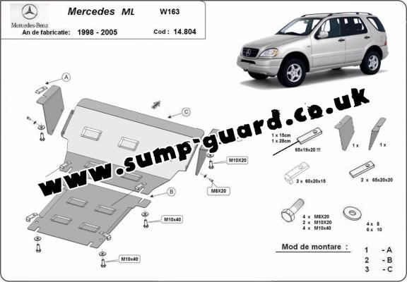 Steel sump guard for Mercedes ML W163