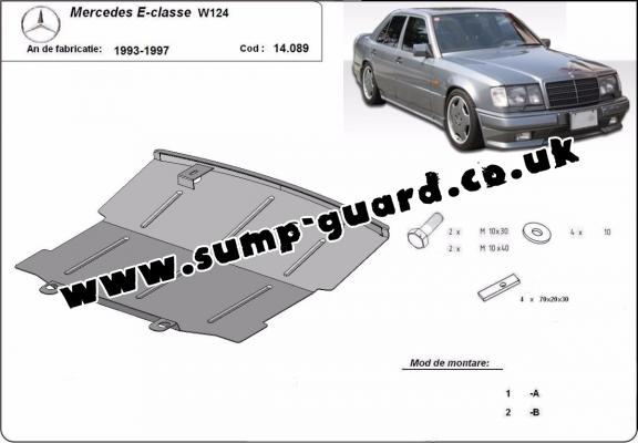 Steel sump guard for Mercedes E-Classe W124