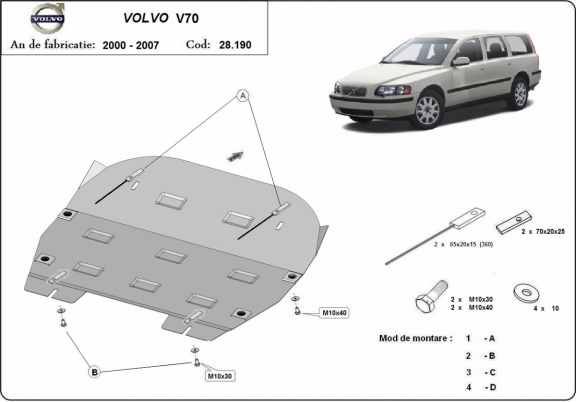 Steel sump guard for Volvo V70