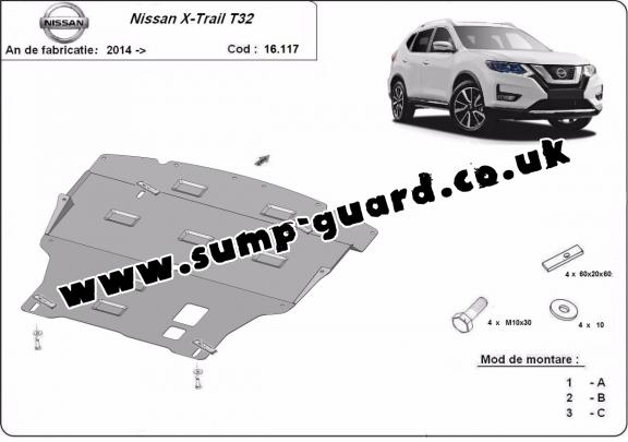 Steel sump guard for Nissan X-Trail T32