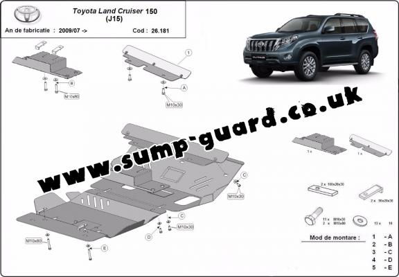 Steel sump guard for Toyota Land Cruiser 150