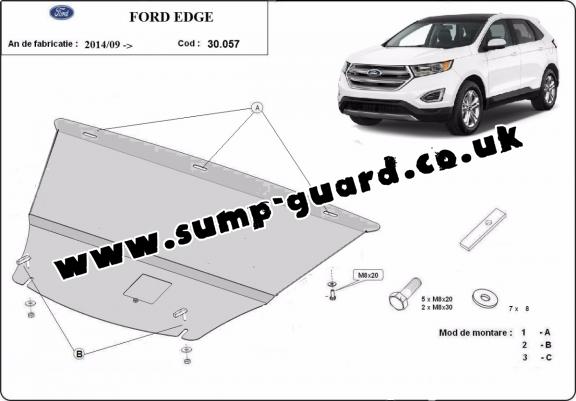 Steel sump guard for the protection of the engine and the gearbox for Ford Edge