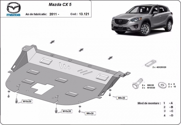 Steel sump guard for Mazda CX5
