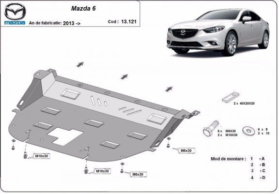 Steel sump guard for Mazda 6