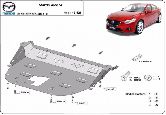 Steel sump guard for Mazda Atenza