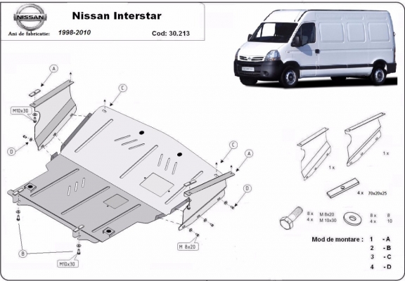 Steel sump guard for Nissan Interstar