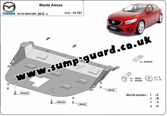 Steel sump guard for Mazda Atenza