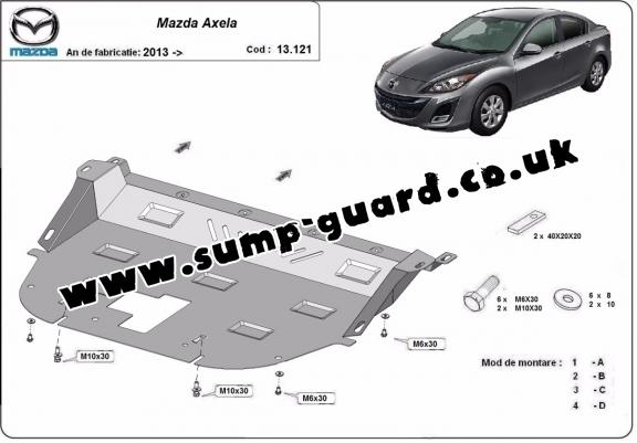 Steel sump guard for Mazda Axela