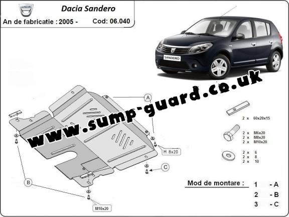 Steel sump guard for Dacia Sandero