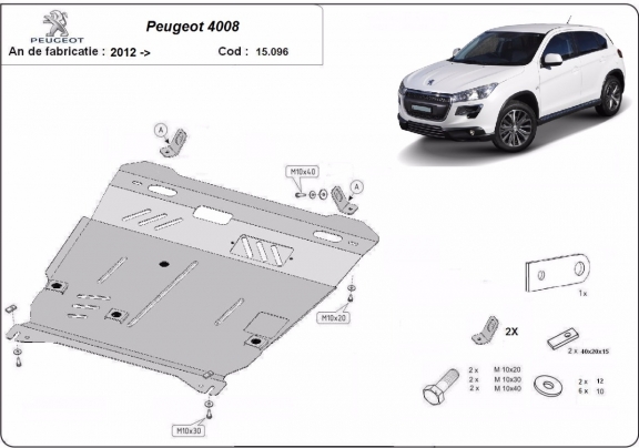 Steel sump guard for Peugeot 4008