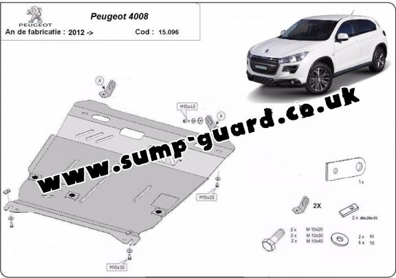 Steel sump guard for Peugeot 4008