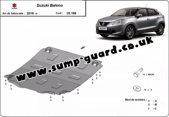 Steel sump guard for Suzuki Baleno