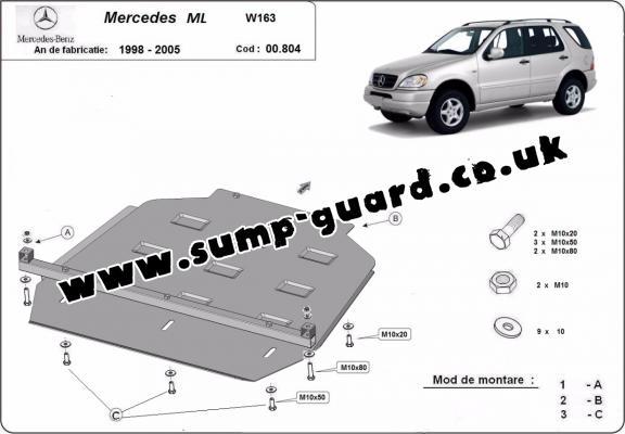 Steel gearbox guard for Mercedes ML W163