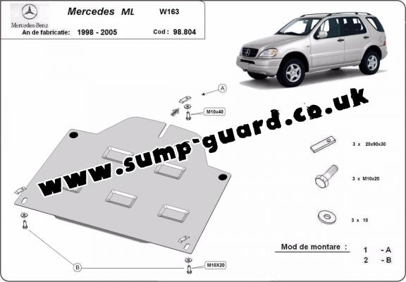 Steel diferential guard for Mercedes ML W163