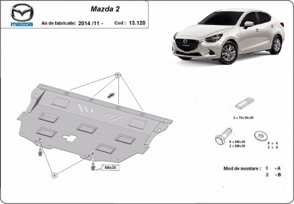 Steel sump guard for Mazda 2