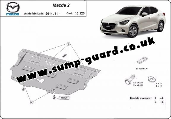 Steel sump guard for Mazda 2