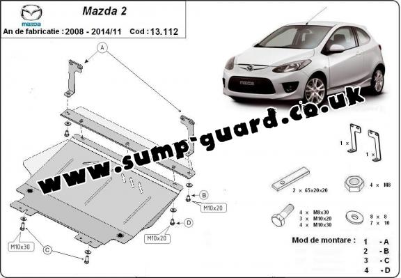 Steel sump guard for Mazda 2