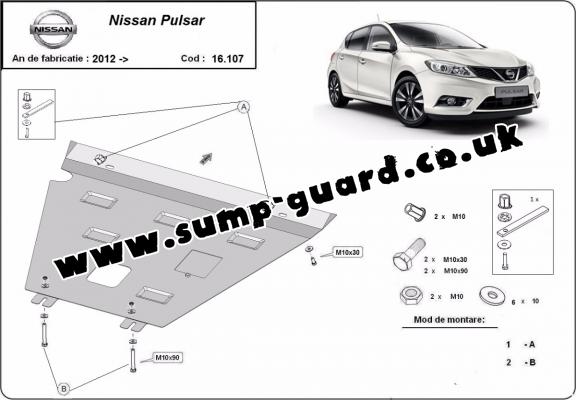 Steel sump guard for Nissan Pulsar