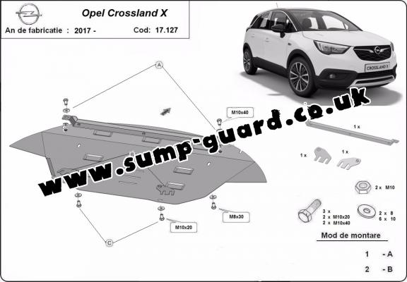 Steel sump guard for Vauxhall Crossland X