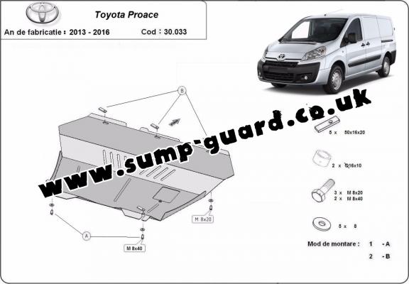 Steel sump guard for Toyota Proace