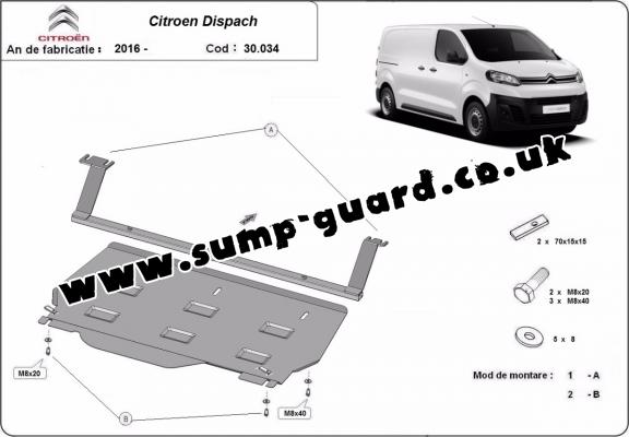 Steel sump guard for Citroen Dispatch Panel Van