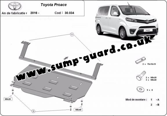 Steel sump guard for Toyota Proace Panel Van