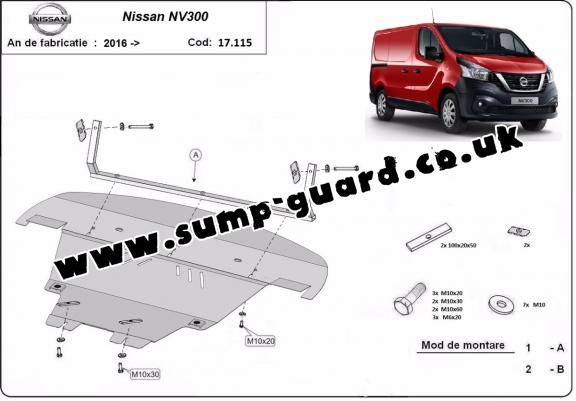 Steel sump guard for Nissan NV300