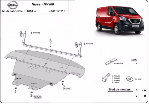 Steel sump guard for Nissan NV300