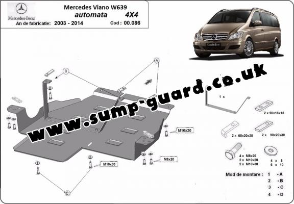 Steel gearbox guard for Mercedes Viano W639 - 4x4 -automatic gearbox