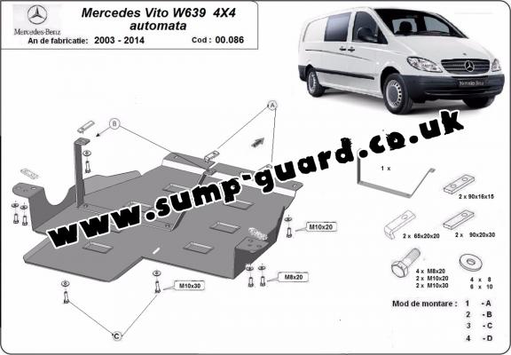 Steel gearbox guard for Mercedes Vito W639 - 4x4 - automatic gearbox